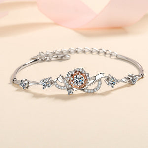 (WF007) Sterling Silver Rose Bracelet With Message Card And Gift Box // Perfect Christmas Gift For Your Wife