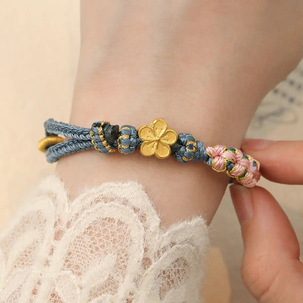 (DD001) Lucky Flower Handmade Braided Woven Bracelet // Perfect Christmas Gift For Your Daughter