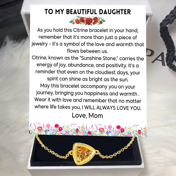 925 Silver + Natural Citrine Bracelet + Luxury Gift Box (V1) // Perfect Gift For Your Daughter