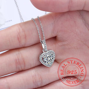 (WF007) 925 Sterling Silver Heart Pendant Necklace // Perfect Christmas Gift For Your Wife