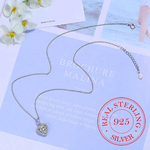 (WF011) 925 Sterling Silver Heart Pendant Necklace With Message Card And Gift Box  // Perfect Christmas Gift For Your Wife
