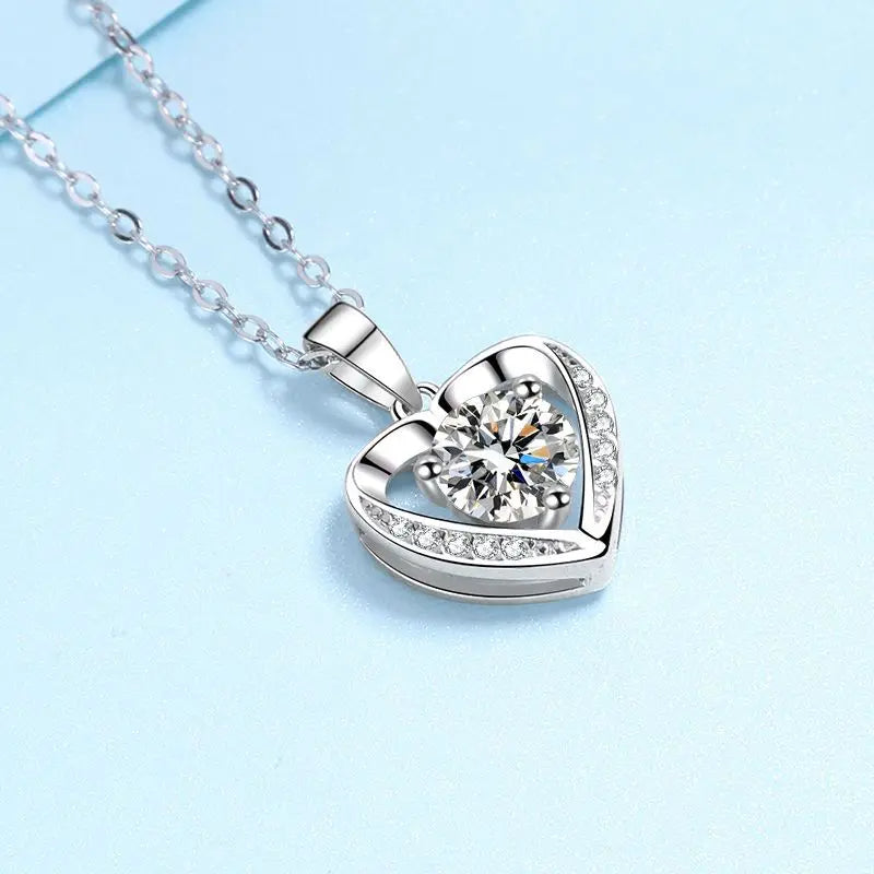 (SUPER SALE- LIMITED TIME) Moissanite Diamond Pendant Sterling Silver Necklace With Message Card And Gift Box (A2) // Perfect Christmas Gift For Your Girlfriend