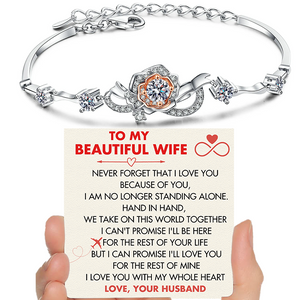 (WF004) Sterling Silver Rose Bracelet With Message Card And Gift Box // Perfect Christmas Gift For Your Wife