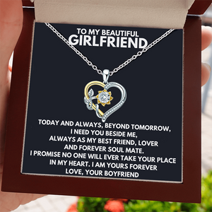 (GF1) Moissanite Diamond Heart Pendant Sterling Silver Necklace With Message Card And Gift Box // Perfect Christmas Gift For Your Girlfriend