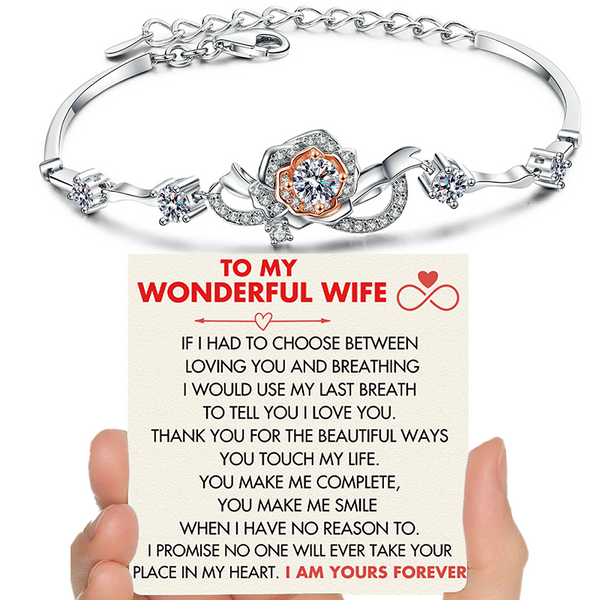 (WF005) Sterling Silver Rose Bracelet With Message Card And Gift Box // Perfect Christmas Gift For Your Wife