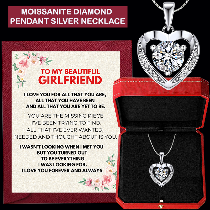 (SUPER SALE- LIMITED TIME) Moissanite Diamond Pendant Sterling Silver Necklace With Message Card And Gift Box (A2) // Perfect Christmas Gift For Your Girlfriend