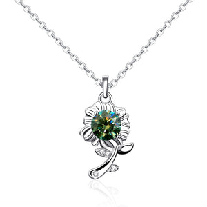 (SUPER SALE- LIMITED TIME) Moissanite Diamond Sunflower Pendant Sterling Silver Necklace With Message Card And Gift Box// Perfect Christmas Gift For Your Daughter
