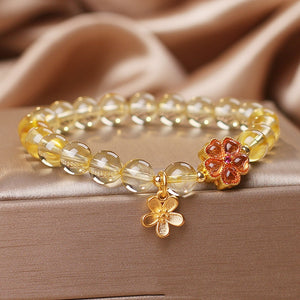 Natural Citrine Bracelet (Four-Leaf Clover) + Luxury Gift Box // Perfect Gift For Your Daughter
