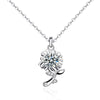 (DM002) Moissanite Diamond Sunflower Pendant Sterling Silver Necklace With Message Card And Gift Box// Perfect Christmas Gift For Your Daughter