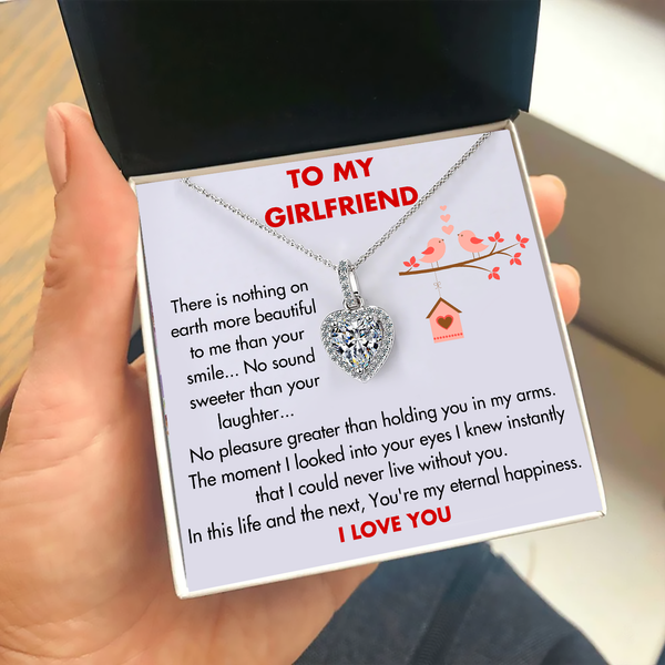 (GF005) Sterling Silver Heart Pendant Necklace With Message Card And Gift Box // Perfect Gift For Your Girlfriend