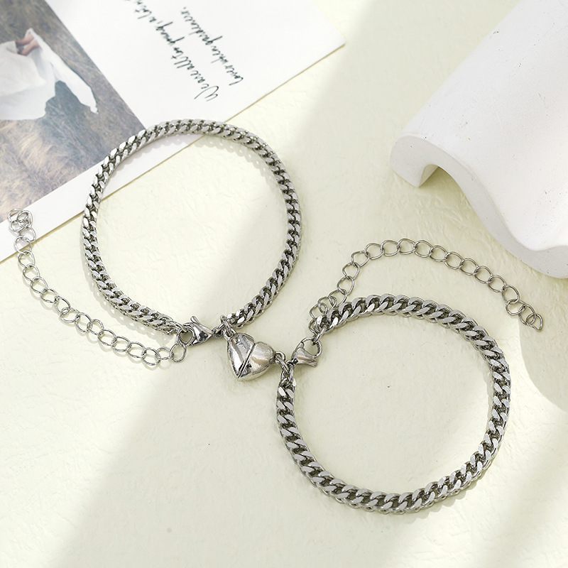 (GF006) Handmade Braided Rope Bracelets with Magnetic Matching Heart With Message Card And Gift Box// Christmas Gift For Your Girlfriend