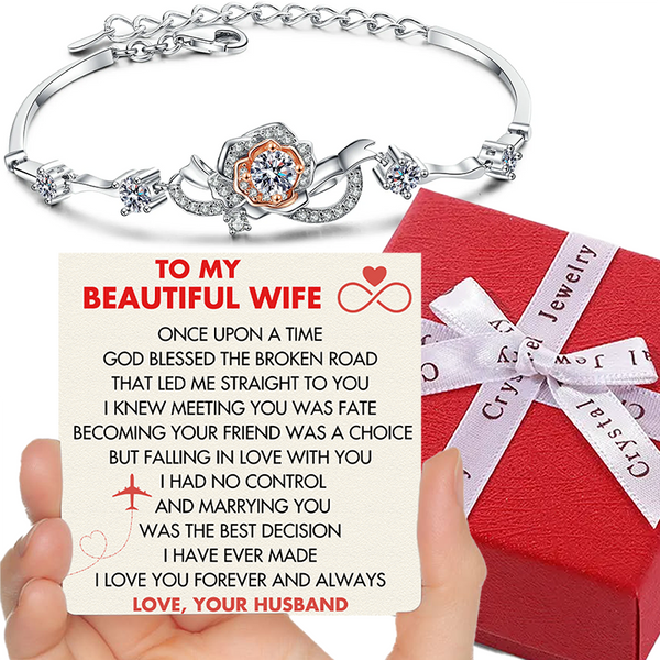 (WF003) Sterling Silver Rose Bracelet With Message Card And Gift Box // Perfect Christmas Gift For Your Wife