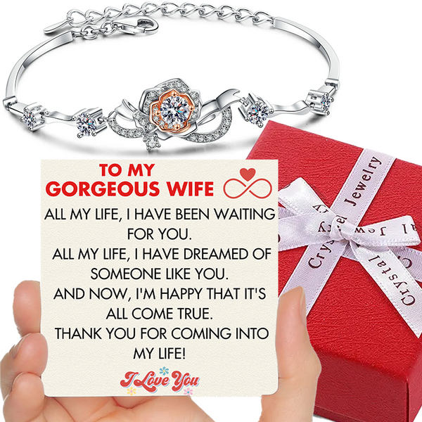 (WF001) Sterling Silver Rose Bracelet With Message Card And Gift Box // Perfect Christmas Gift For Your Wife