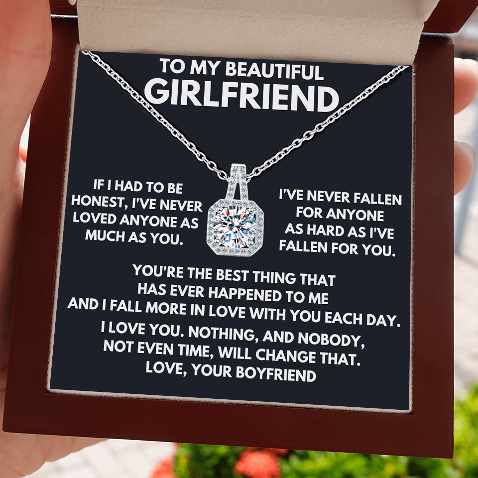 (SUPER SALE- LIMITED TIME) Moissanite Diamond Pendant Sterling Silver Necklace With Message Card And Gift Box // Perfect Christmas Gift For Your Girlfriend