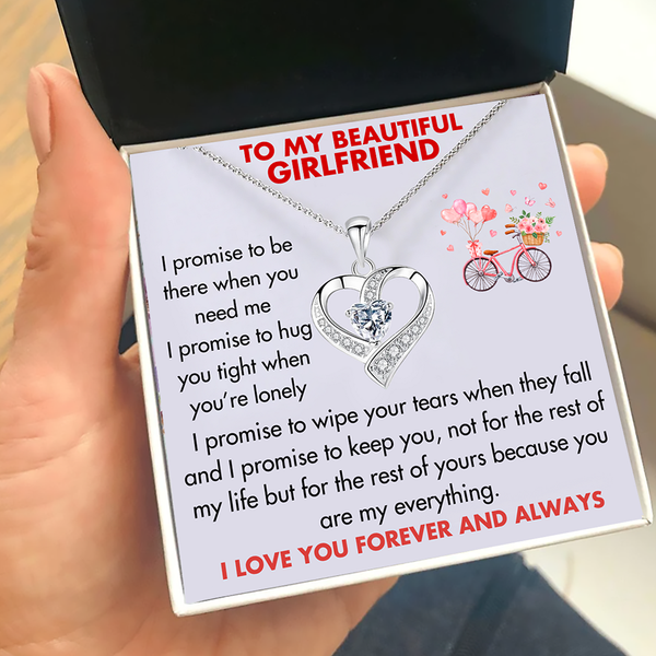 (GF001) Sterling Silver Heart Pendant Necklace (V2) With Message Card And Gift Box // Perfect Christmas Gift For Your Girlfriend