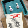 (WF001) Diamond Pendant Sterling Silver Necklace (Or Earrings) With Message Card And Gift Box // Perfect Christmas Gift For Your WIFE