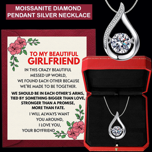 (SUPER SALE- LIMITED TIME) Moissanite Diamond Pendant Sterling Silver Necklace With Message Card And Gift Box (A1) // Perfect Christmas Gift For Your Girlfriend