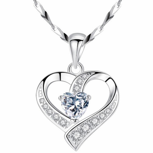 (WF004) Sterling Silver Heart Pendant Necklace (V2) // Perfect Gift For Your Wife