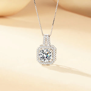 Moissanite Diamond Pendant Sterling Silver Necklace With Message Card And Gift Box // Perfect Christmas Gift For Your Wife