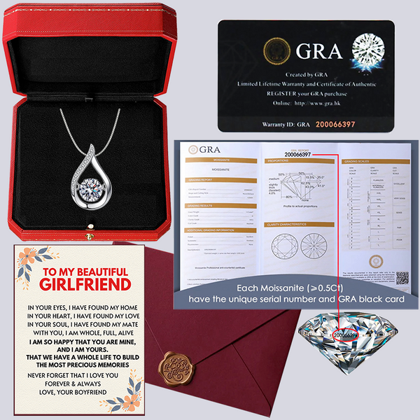 (SUPER SALE- LIMITED TIME) Moissanite Diamond Pendant Sterling Silver Necklace With Message Card And Gift Box (A1) // Perfect Christmas Gift For Your Girlfriend