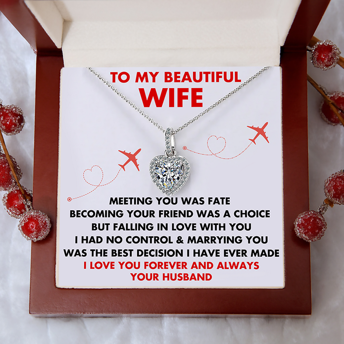 (WF011) 925 Sterling Silver Heart Pendant Necklace With Message Card And Gift Box  // Perfect Christmas Gift For Your Wife