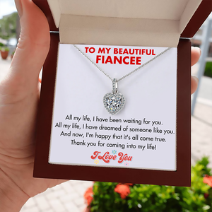(FE002) 925 Sterling Silver Heart Pendant Necklace With Message Card And Gift Box  // Perfect Christmas Gift For Your Fiancée