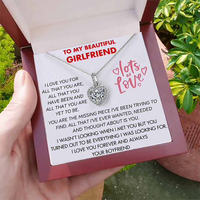 (GF012) 925 Sterling Silver Heart Pendant Necklace With Message Card And Gift Box  // Perfect Christmas Gift For Your Girlfriend