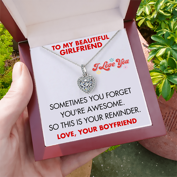 [ORDER TODAY AND RECEIVE BEFORE CHRISTMAS] - (GF014) Sterling Silver Heart Pendant Necklace With Message Card And Gift Box  // Perfect Christmas Gift For Your Girlfriend