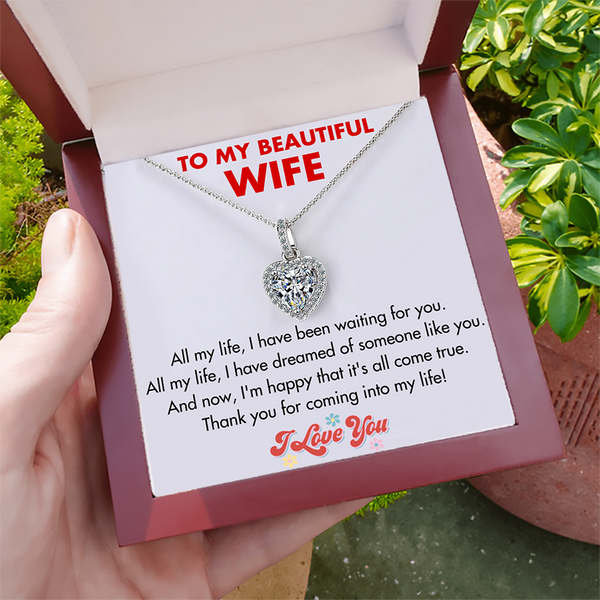 (WF009) 925 Sterling Silver Heart Pendant Necklace With Message Card And Gift Box  // Perfect Christmas Gift For Your Wife
