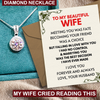 (WF004) Diamond Pendant Sterling Silver Necklace (Or Earrings) With Message Card And Gift Box // Perfect Christmas Gift For Your WIFE