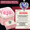 [BUY TODAY AND RECEIVE BEFORE CHRISTMAS] (GF1) Preserved Real Rose + Crystal Angel Wing Heart Pendant Necklace With Message Card And Gift Box // Perfect Christmas Gift For Your Girlfriend