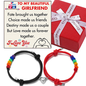 (GF006) Handmade Braided Rope Bracelets with Magnetic Matching Heart With Message Card And Gift Box// Christmas Gift For Your Girlfriend