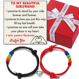 (GF007) Handmade Braided Rope Bracelets with Magnetic Matching Heart With Message Card And Gift Box// Christmas Gift For Your Girlfriend