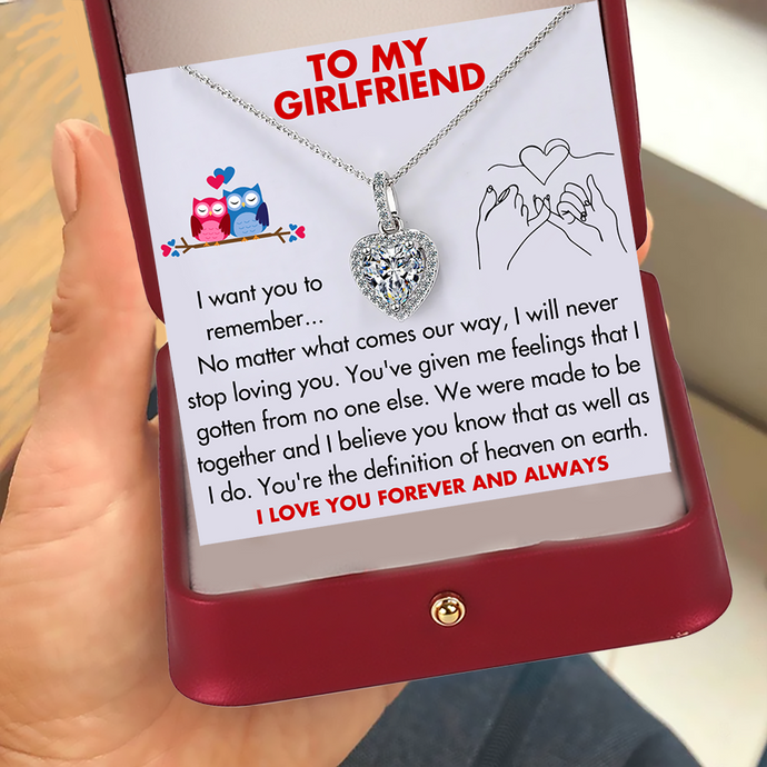 (GF008) Sterling Silver Heart Pendant Necklace With Message Card And Gift Box // Perfect Gift For Your Girlfriend