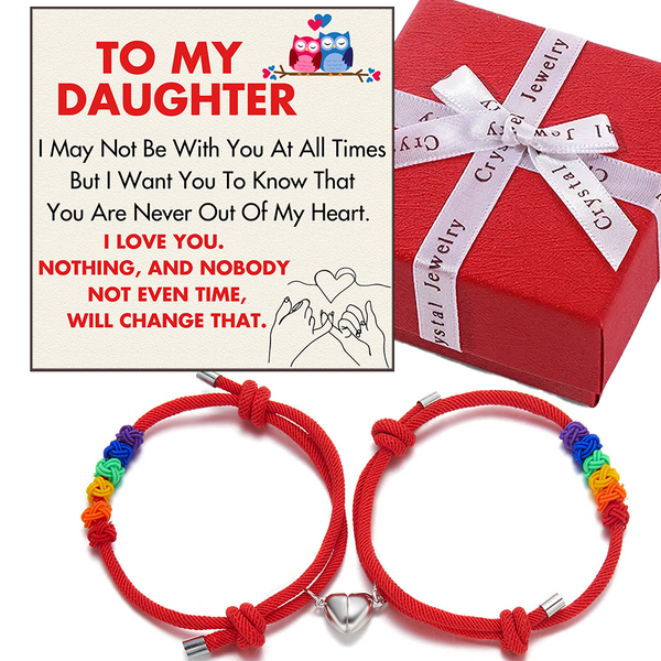 (DM001) Handmade Braided Rope Bracelets with Magnetic Matching Heart // Christmas Gift For Your Daughter