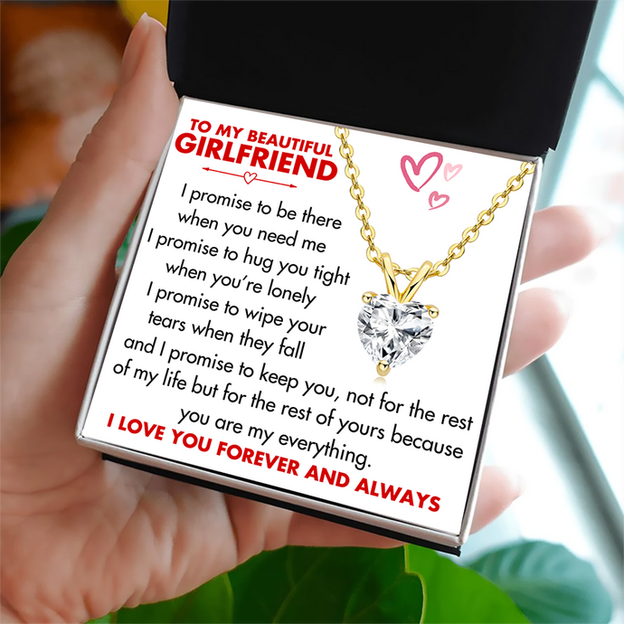 (GF001) Moissanite Diamond Heart Pendant Sterling Silver Necklace With Message Card And Gift Box // Perfect Christmas Gift For Your Girlfriend