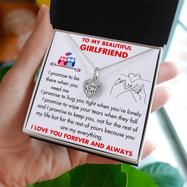 (GF009) Sterling Silver Heart Pendant Necklace With Message Card And Gift Box // Perfect Gift For Your Girlfriend