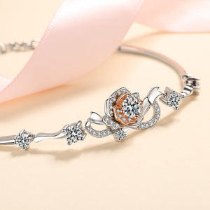 (GF002) Sterling Silver Rose Bracelet With Message Card And Gift Box // Perfect Christmas Gift For Your Girlfriend