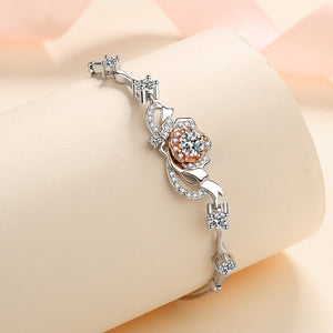 (WF068) Sterling Silver Rose Bracelet With Message Card And Gift Box // Perfect Christmas Gift For Your Wife