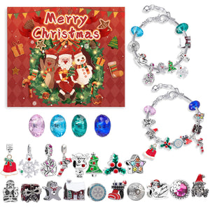 2023 Christmas Advent Calendar, Cute DIY Jewelry Making Kit with 24 Days Christmas Countdown, Ideal Gift with 22 Charm Beads, 2 Bracelets // Perfect Gift For Your Granddaughter